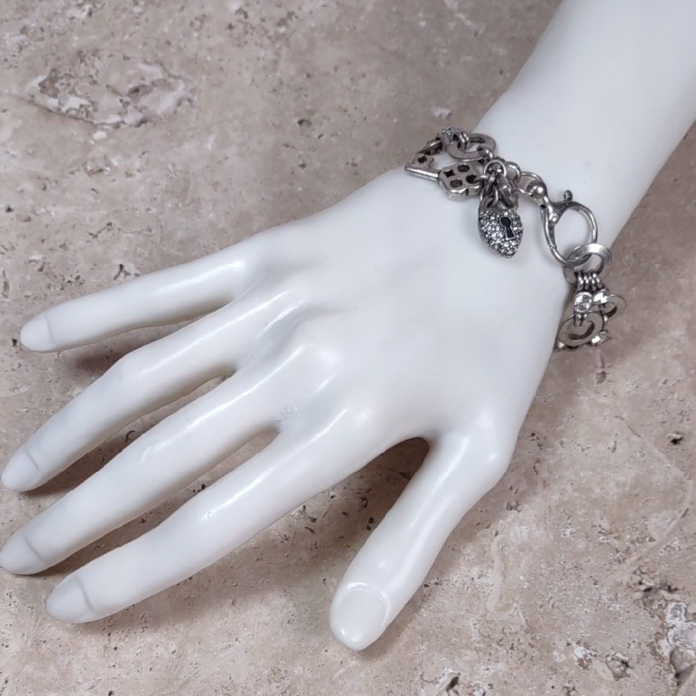 Fossil Silvertone Charm Bracelet